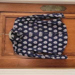 J.Crew Navy and Cream Floral Blouse